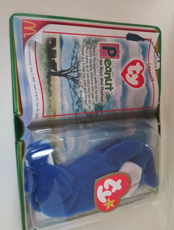 peanut royal blue elephant beanie baby mcdonalds