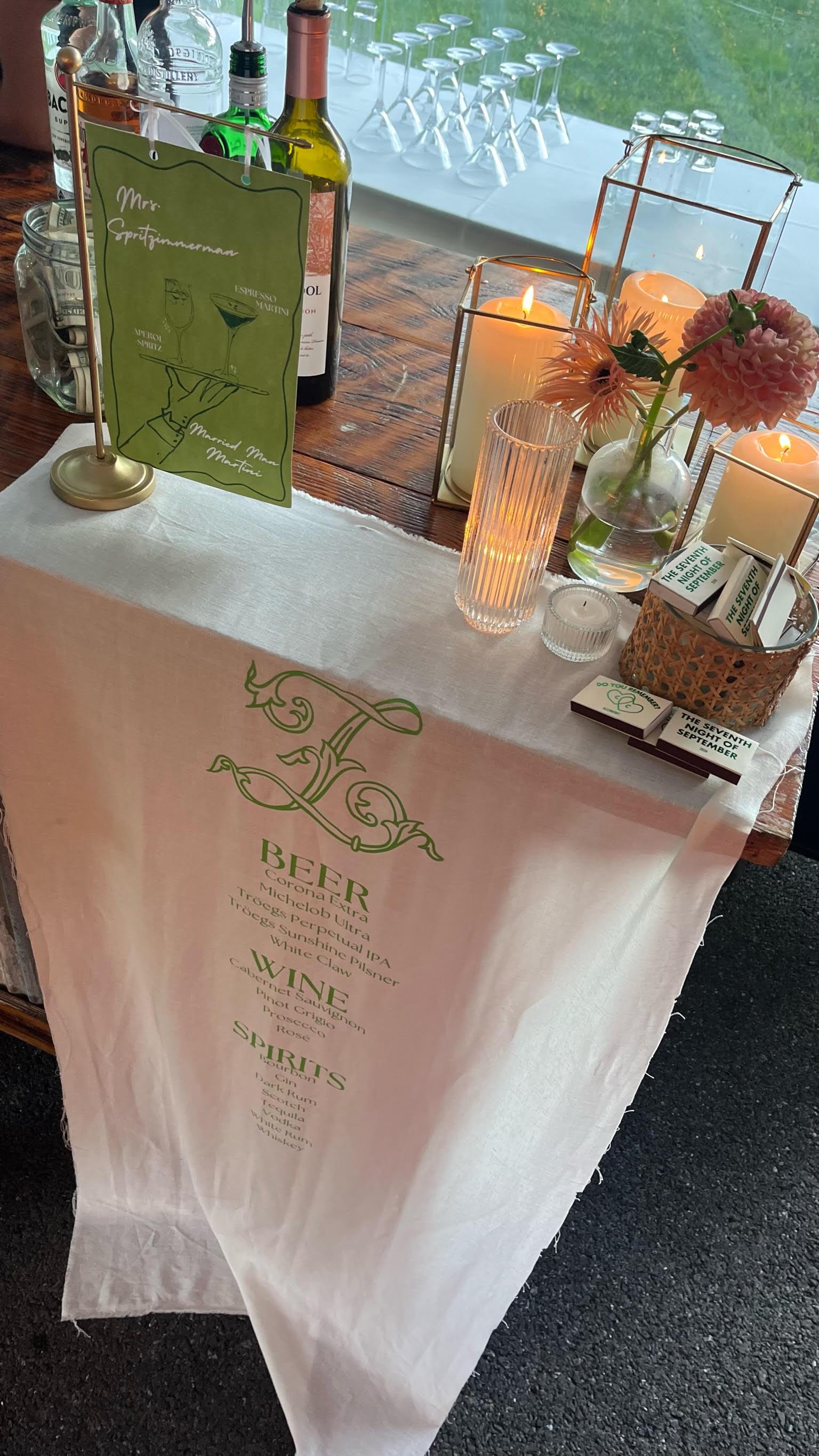 Linen Wedding Sign or Bar Sign