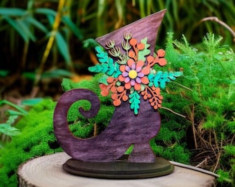 Witches Boot / Wooden Decor / Hand Painted / Halloween / Fall