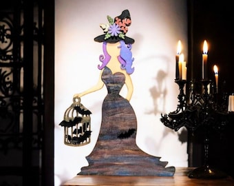 Batty Witch / Wooden Decor / Hand Painted / Halloween / Fall