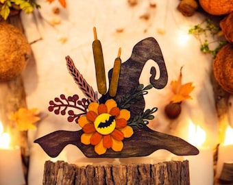 Witches Hat / Wooden Decor / Hand Painted / Halloween / Fall