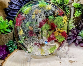 Fairy Garden Druzy Moon Trinket Dish/ Rolling Tray/ Alter tray/  Crystal tray/  Desktop shelf/ Alter tools/ Jewelry