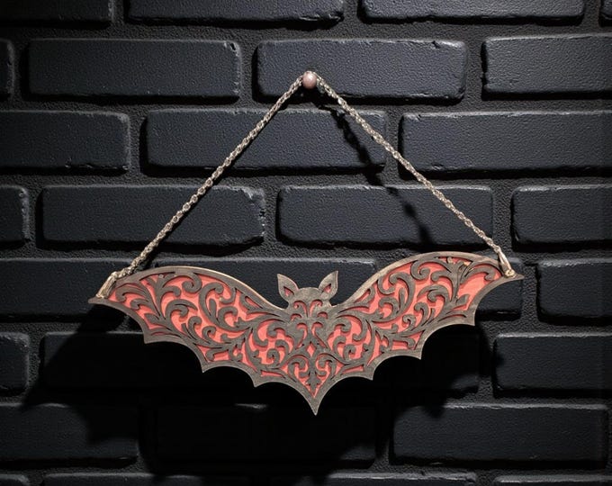 Featured listing image: Gothic Bat Wall Decor | Laser Cut Wooden Halloween Hanging | Spooky Home Accent 6
