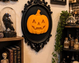 Pumpkin Wall Plaque | Gothic Halloween Wall Decor | Spooky Home | Haunted House Decoration | Jack o lantern