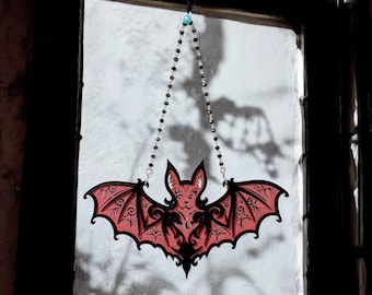 Hanging Bat / Vintage/ Victorian / Lace Look / REDBLK