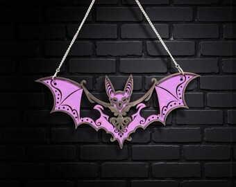 Gothic Bat Wall Decor | Laser Cut Wooden Halloween Hanging | Spooky Home Accent 8