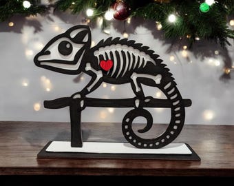 Skelly Chameleon / Skeleton / Halloween / Spooky Season / Shelf Sitter