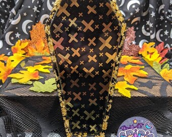 Gold Cross Coffin Trinket Tray/ Alter tray/  Crystal tray/  Desktop shelf/ Alter tools/ Jewelry