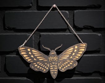 Gothic Death Head Moth Wall Decor | Laser Cut Wooden Halloween Hanging | Spooky Home Accent 7