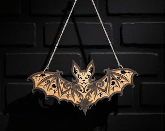 Gothic Bat Wall Decor | Laser Cut Wooden Halloween Hanging | Spooky Home Accent 9