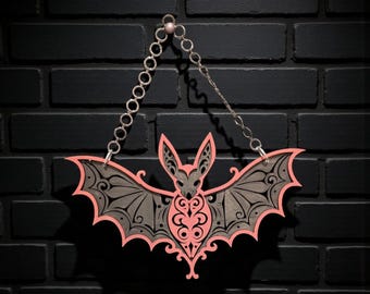 Gothic Bat Wall Decor | Laser Cut Wooden Halloween Hanging | Spooky Home Accent 10