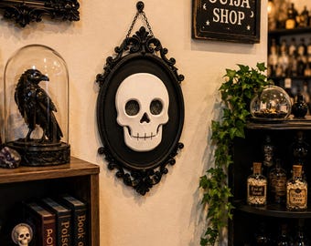 Gothic Skull Cameo Plaque | Gothic Halloween Wall Decor | Spooky Home | Haunted House Decoration