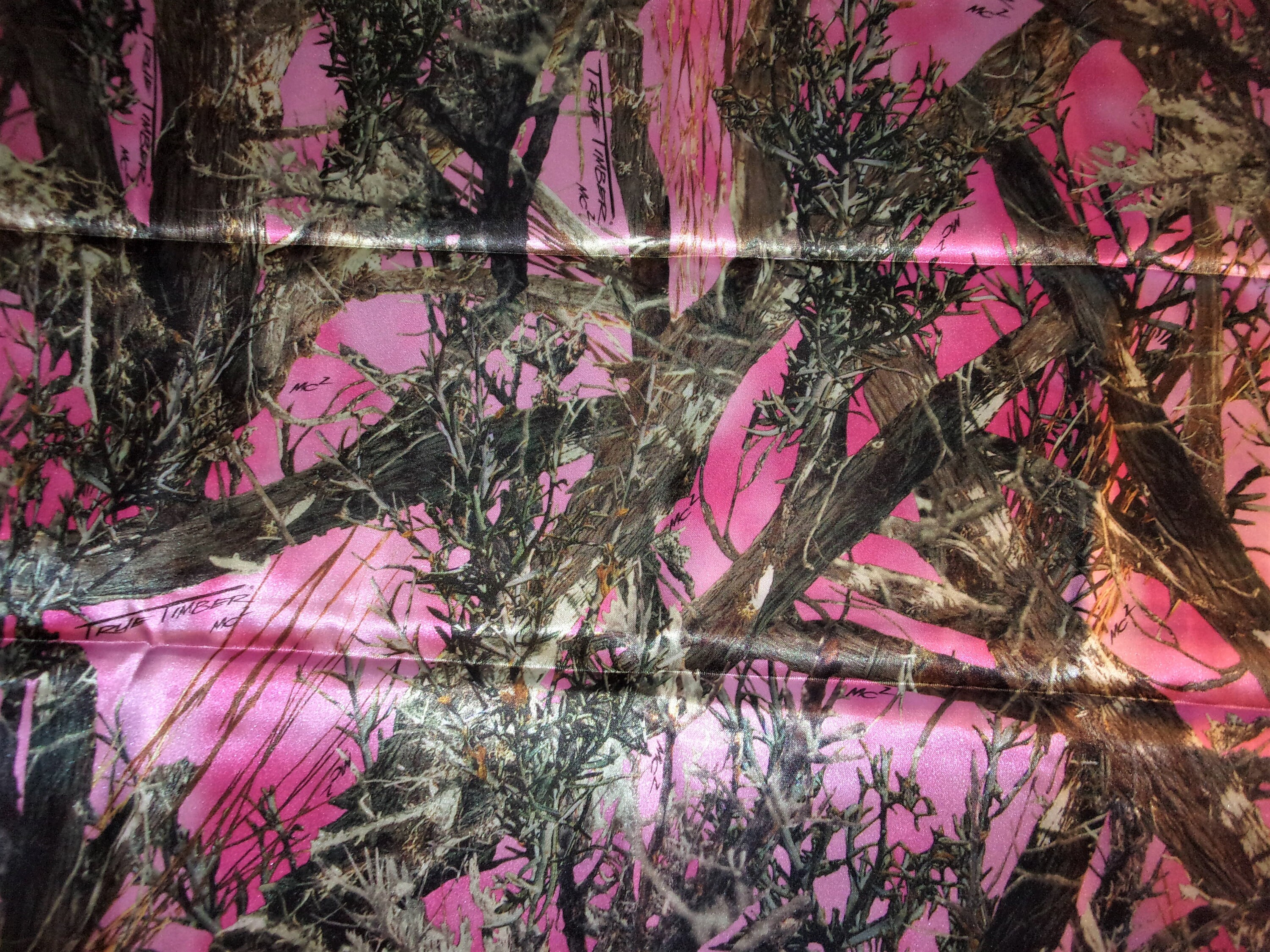 True Timber Mc2 Camouflage Pink Polyester Satin Trees Woods