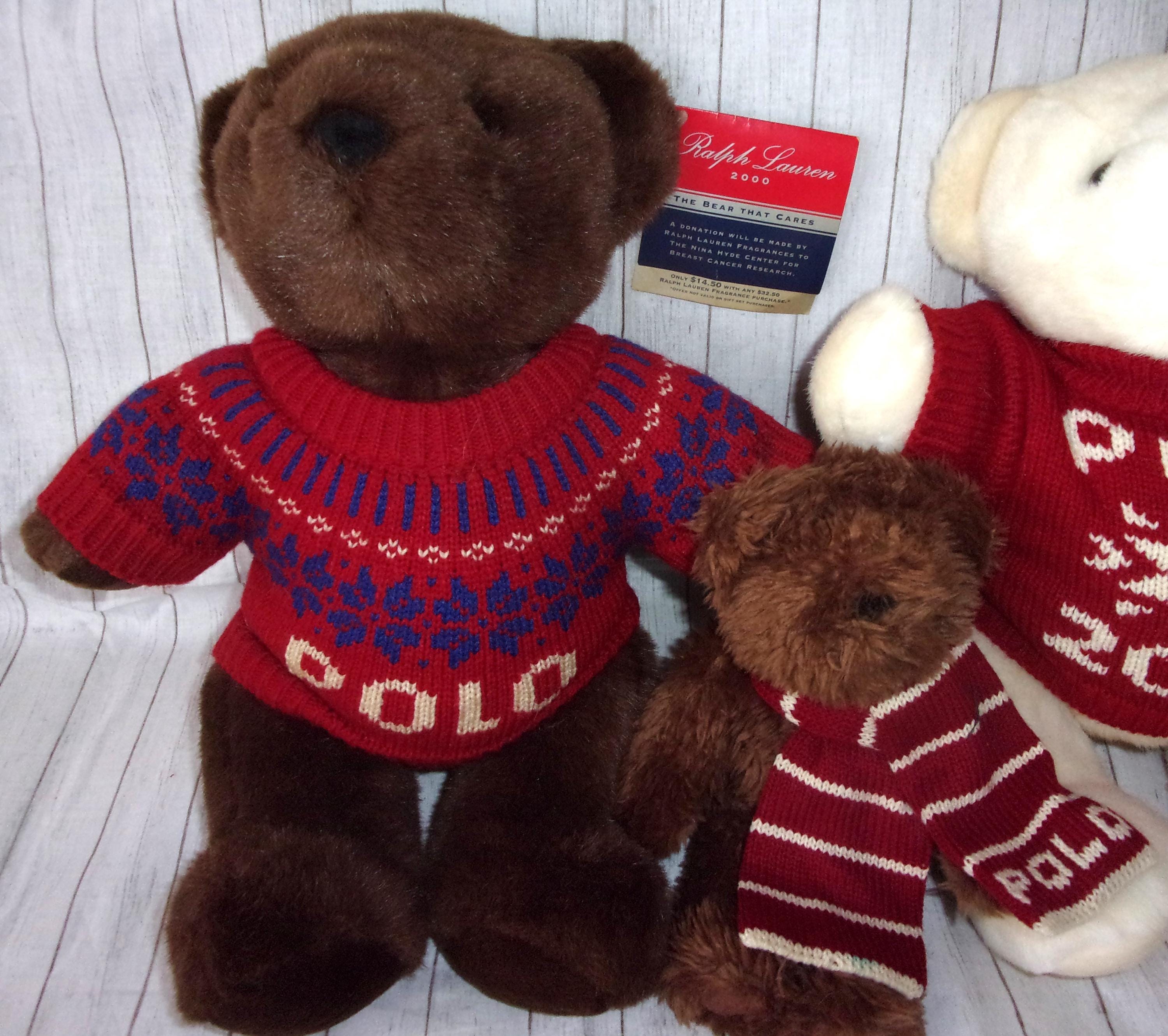 3 Ralph Lauren Vintage Collectors Polo Teddy Bears 1999 2000 2003