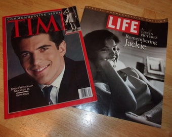 JFK Jr Jackie Kennedy Commemorative Vintage Time 1999 and Life 1994 Collectable Magazines