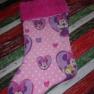 Minnie Mouse Pink and Purple Hearts Christmas Stocking FREE SHIPPING