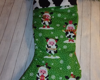 Christmas Cows Cute Cows Christmas Stocking Cow Spots Cuff  Last One FREE SHIPPING