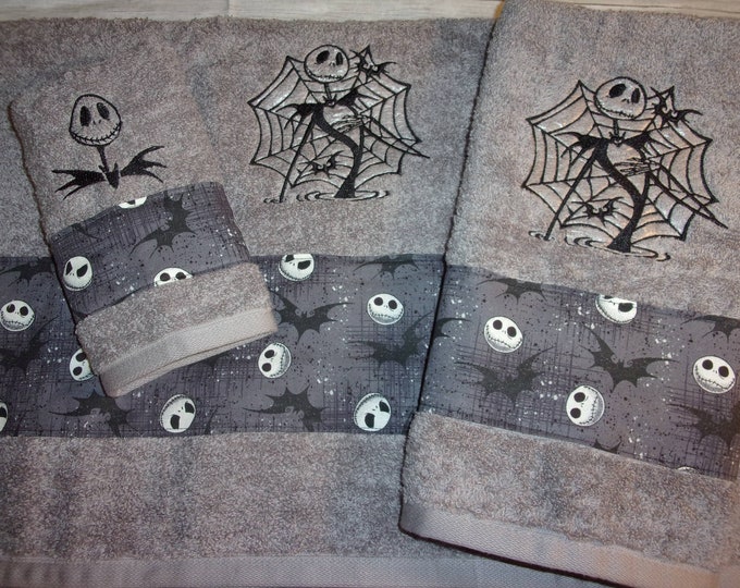 Jack Skellington Bats Nightmare Before Christmas Embroidered Gray Black
