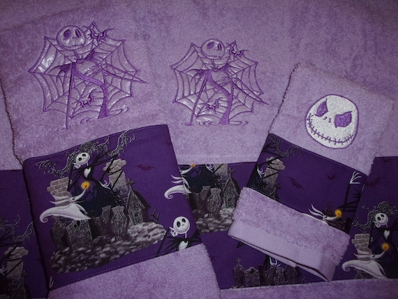 Nightmare Before Christmas Jack Skellington Purple 3 Piece Embroidered Bath Towel Hand Guest Towel Face Wash Cloth Set Free Shipping Etsy