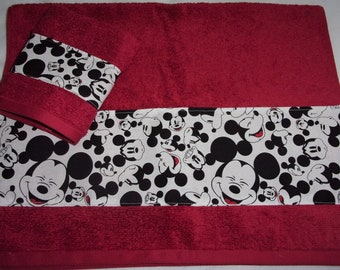 Mickey Mouse Red Hand/Guest Towel Washcloth Mickey Mouse Towel Set