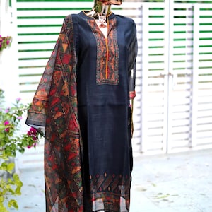 Black Embroidered Pakistani Salwar Kameez Suit / Indian Wedding Dress / Party Wear Kurta Set for Women / Ethnic Outfit with Dupatta