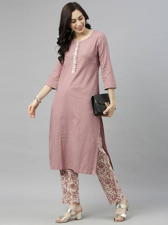 Cream Kurta Set for Women Kurta Pant 