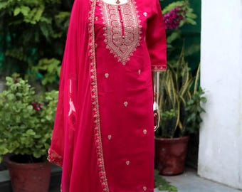 Pink Embroidered Kurta Set: Indian Wedding Salwar Kameez