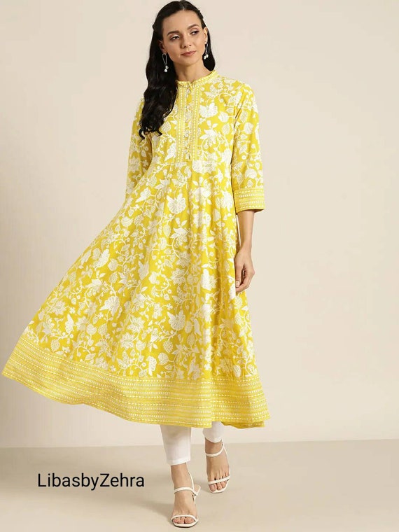 Bimba Artistic Long Anarkali Kurti Full Sleeve Indian Kurtas For  Women-AR-784C | eBay