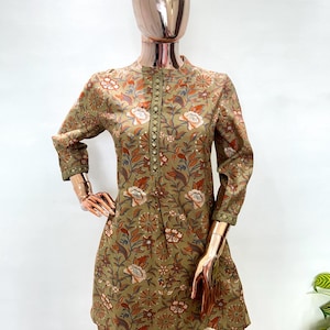 Handmade Cotton Tunic Top: Floral Block Print Boho Kurti