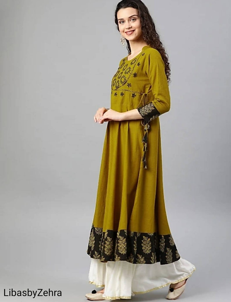 Indian Anarkali Kurta Embroidered Anrakali Kurta Cotton Etsy