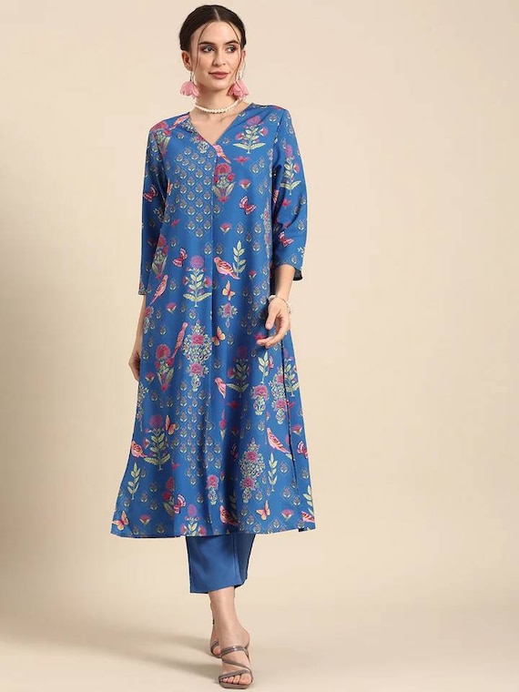 Shop Online Pink Rayon Kurta With Printed Ethnic Patterns Collection at  Soch India