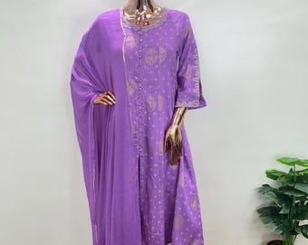 Purple Kurta Pant Set with Dupatta | Indian Ethnic Outfit
