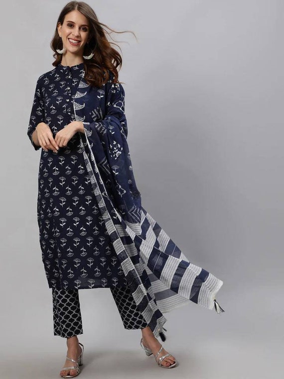 Navy Blue Party Wear Kurtis at Low Cost at SHREE