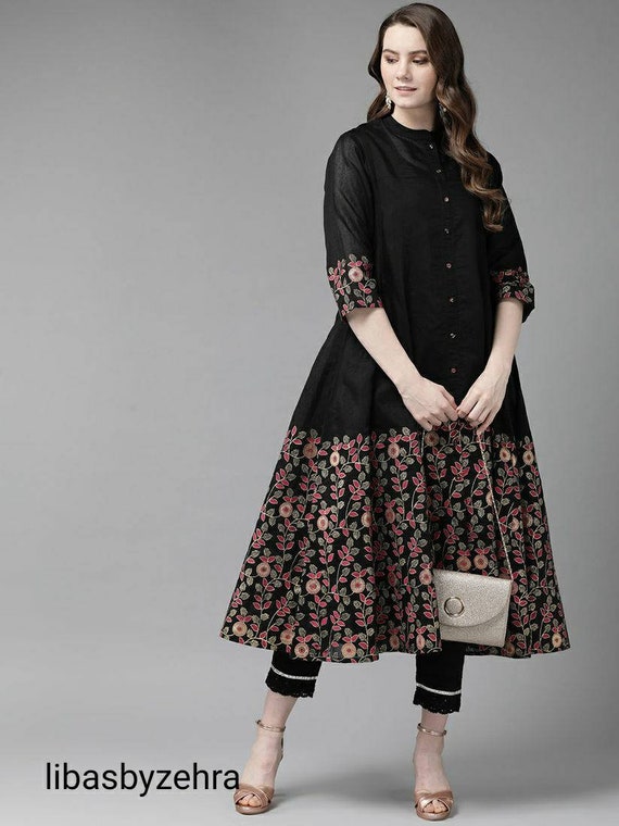 Buy online Women Neck Embroidered Flared Kurti from Kurta Kurtis for Women  by New4u for ₹399 at 78% off | 2024 Limeroad.com