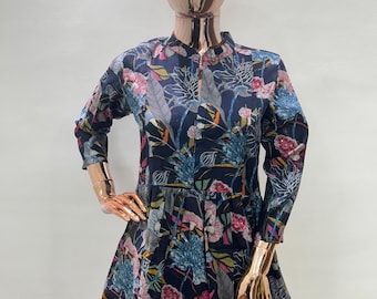 Túnica floral de algodón hecha a mano: Kurti étnico bohemio