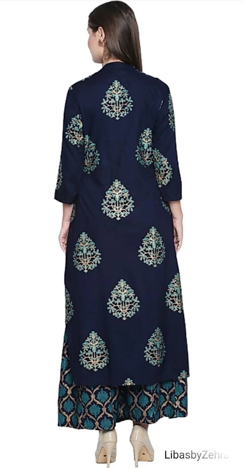 Kurta palazzo set indian dress for women printed kurti blue kurti set kurta dress palazzo dress block print dress ethinic casual wear