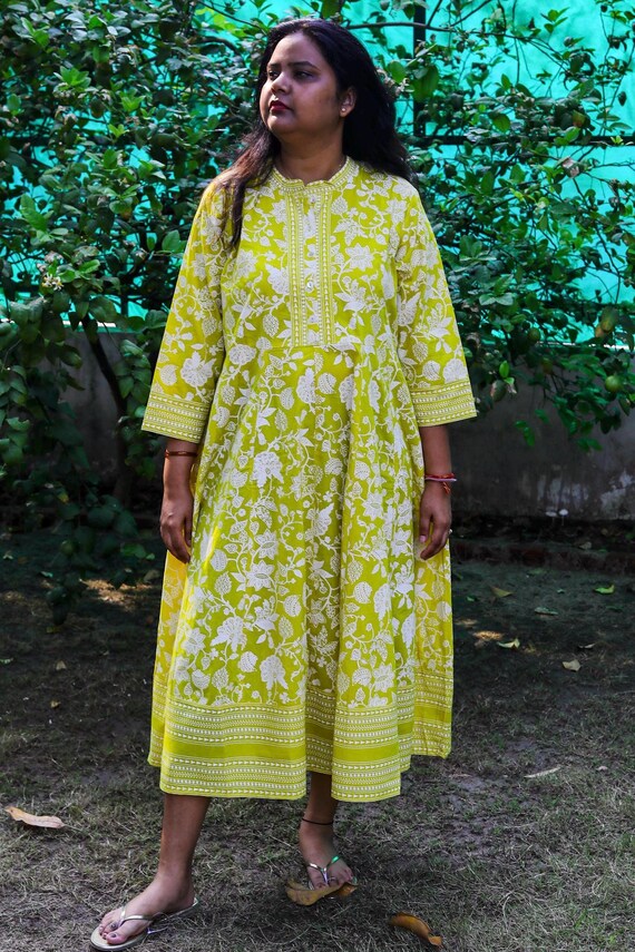 indian cotton anarkali dresses Amazon.com: Women's Traditional Cotton Anarkali Printed Kurta with Pant & Dupatta (Blue, Xx-Large) : Clothing, Shoes & Jewelry
