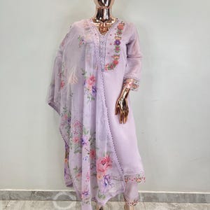 Indian Party/ Festive Wear dress for women -  silk kurta set - Kurta with trousers and dupatta - kurta pant set - Salwar Kameez set