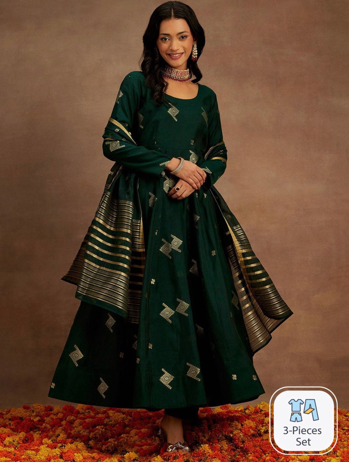 Brocade anarkali cheap suits design