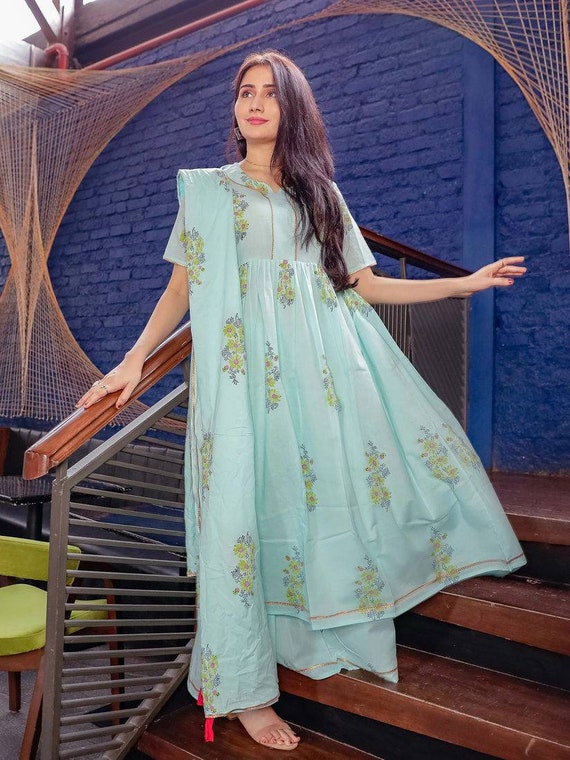 Amazon.com: Satyam Creation Beautiful Georgette Punjabi Style Sharara Suit  For Women Ready To Wear Sharara Suit Salwar Kameez With Dupatta For Women (Sky  Blue, Medium / 38) : Clothing, Shoes & Jewelry