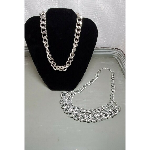 2 SilverTone Chunky SilverTone Chain Necklaces View 2
