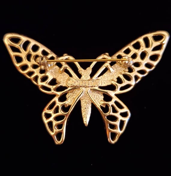 Sarah Coventry Brooch Pin Gold Tone Butterfly. - image 4