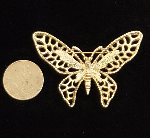 Sarah Coventry Brooch Pin Gold Tone Butterfly. - image 3