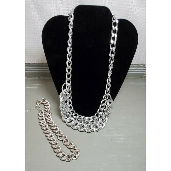 2 SilverTone Chunky SilverTone Chain Necklaces