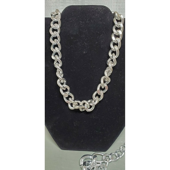 2 SilverTone Chunky SilverTone Chain Necklaces View 5