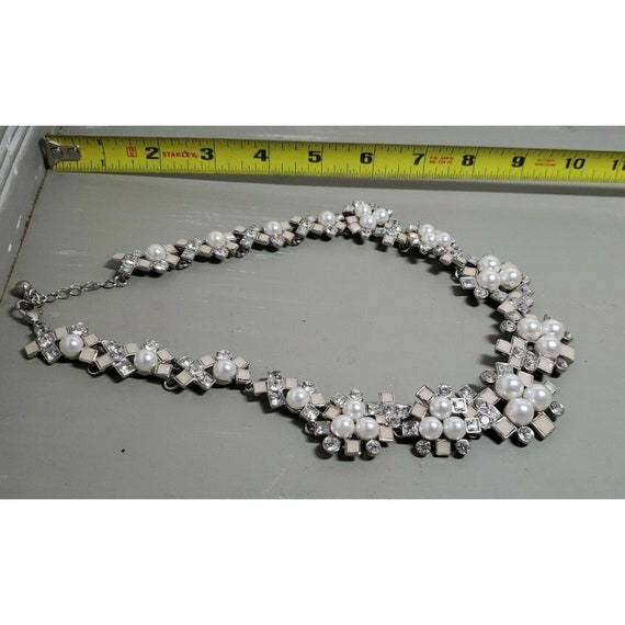 Crystal Faux Pearl Statement Necklace - image 5