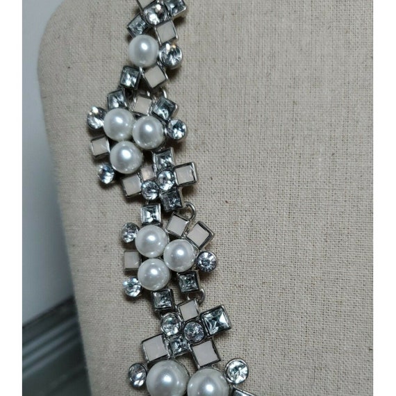 Crystal Faux Pearl Statement Necklace - image 3