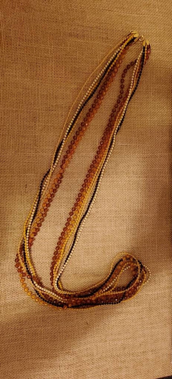 Vintage 6 strand plastic beaded necklace, shades o