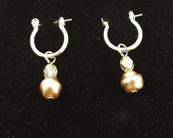 Vintage Avon crystal metal bead dangle Pierced Earrings Gift Jewelry-E5