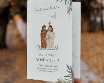 Modèle Canva programme de baptême SDJ, programme de baptême, génial avant d'avoir 8 ans, programme de baptême SDJ pour enfants, baptême neutre, modèle Canva BPR01